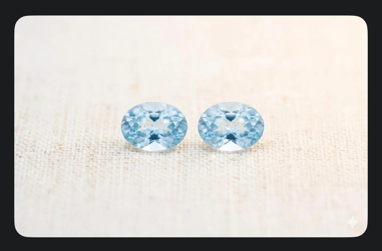 AAA+ Certified 2 Pieces, Aquamarine L.Blue Color Oval Shaped Brazil Gemstone Weight 0.30 Ct. Size 3x2 mm. ABC Jewelries
